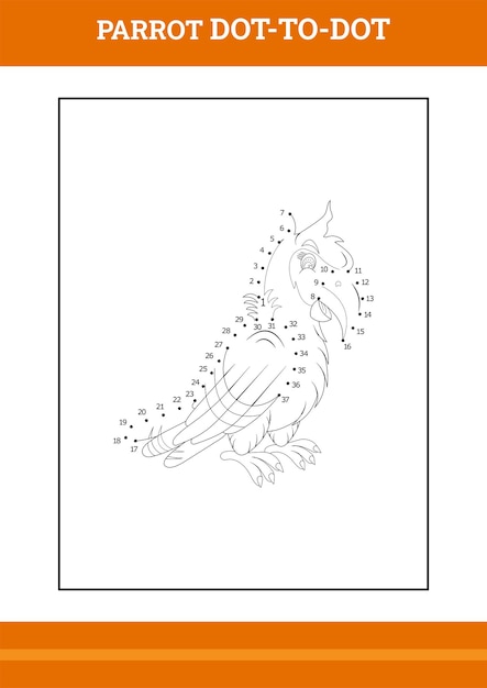 Parrot connect the dot kleurboek Line art design voor kinderen afdrukbare kleurplaat