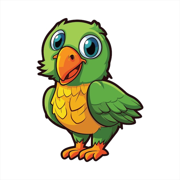 Parrot Cute Funny Cartoon Kawaii Clipart Colorful Watercolor Animal Pet Sticker Illustration