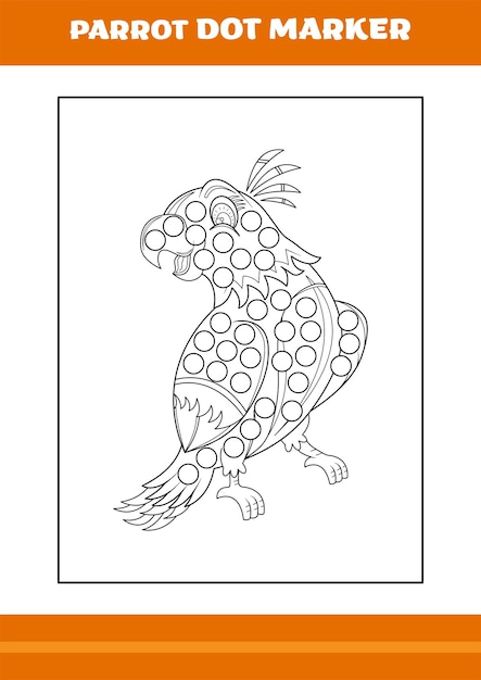 Parrot dot marker coloring book Line art design for kids printable coloring page