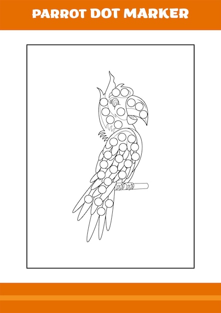 Parrot dot marker coloring book Line art design for kids printable coloring page