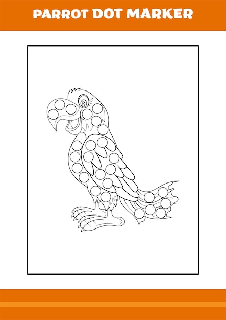 Parrot dot marker coloring book Line art design for kids printable coloring page