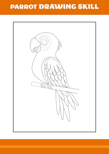 Parrot drawing skill for kids line art design for kids printable coloring page