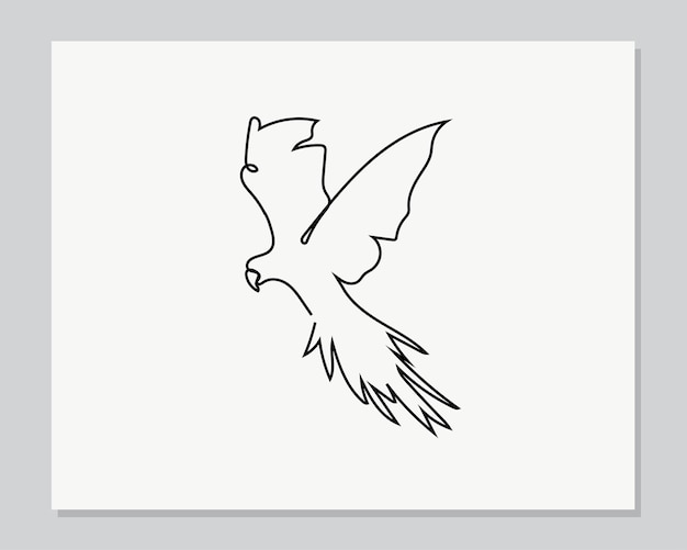 Parrot flying continuous one line illustration