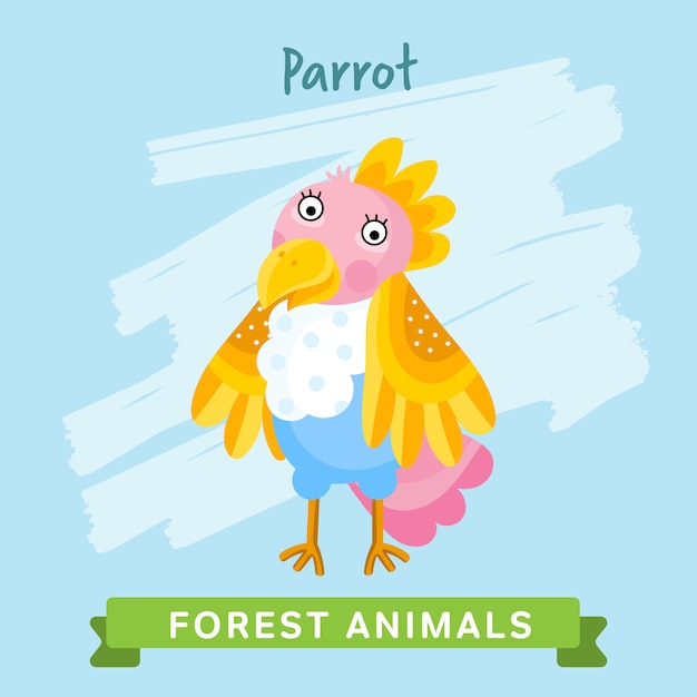 parrot forest animals. 