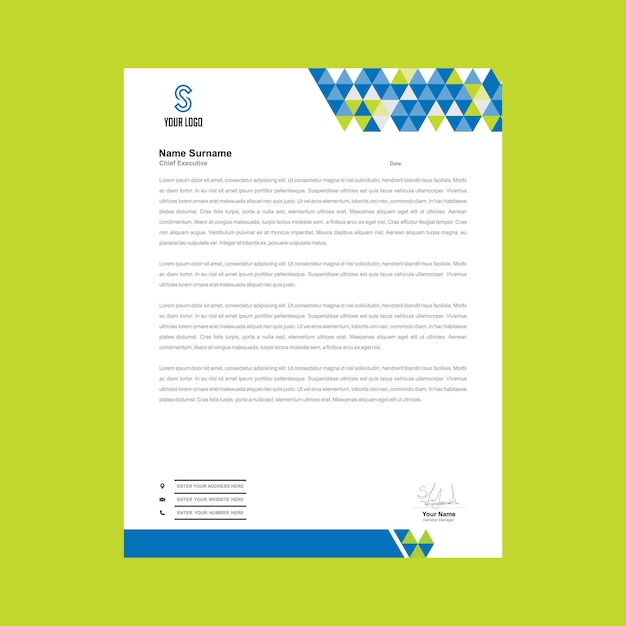 Parrot Groen en Blauw Letter Head Design Moderne business letterhead ontwerp sjabloon