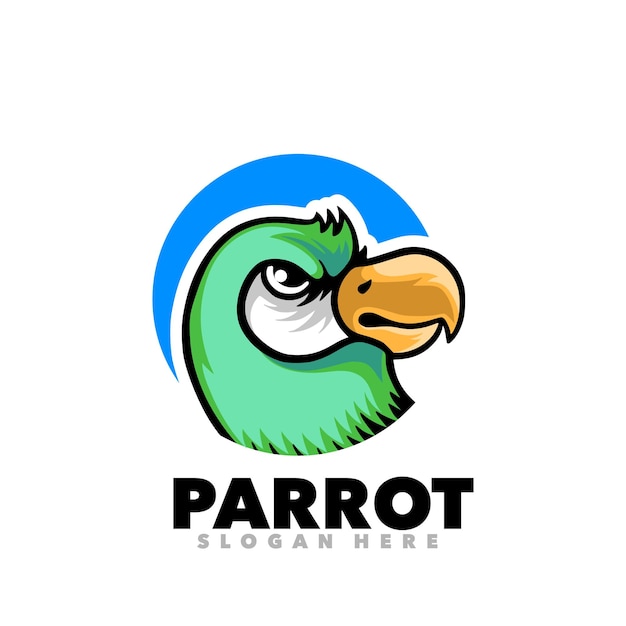 Vettore mascotte dei cartoni animati a testa di pappagallo