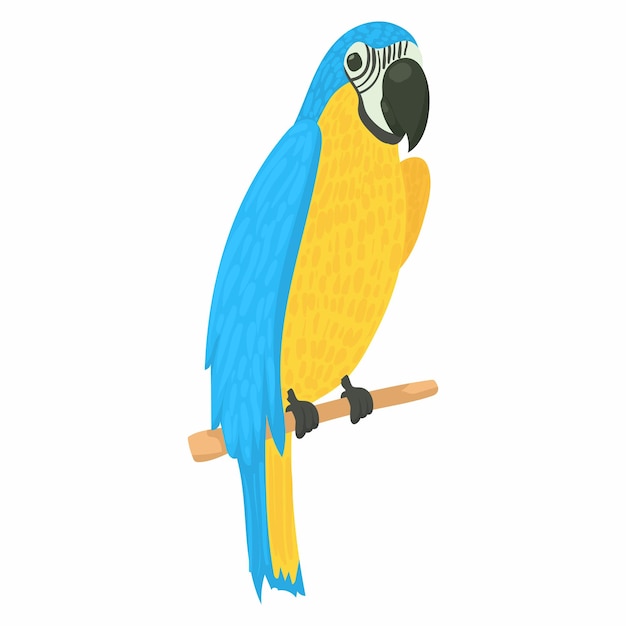 Иконка попугая в мультяшном стиле выделена на белом фоне Символ птицы