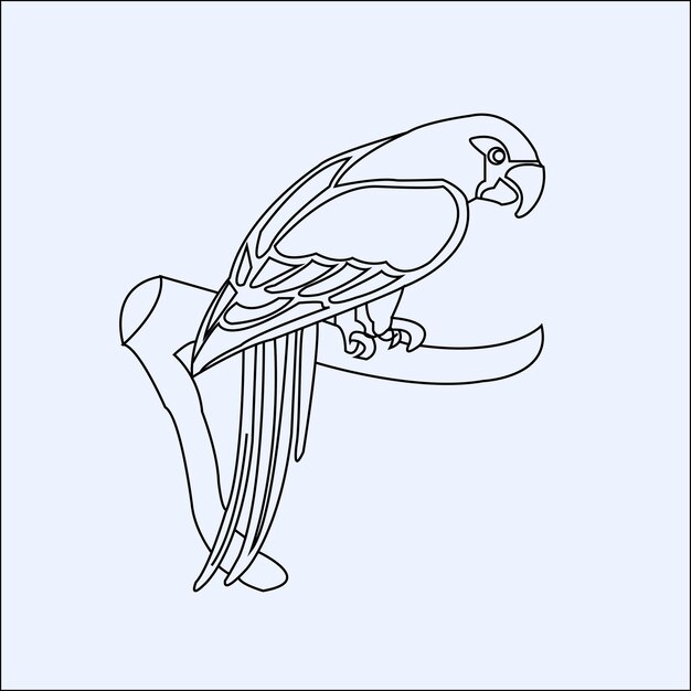 Vector parrot isolated coloring page for kids