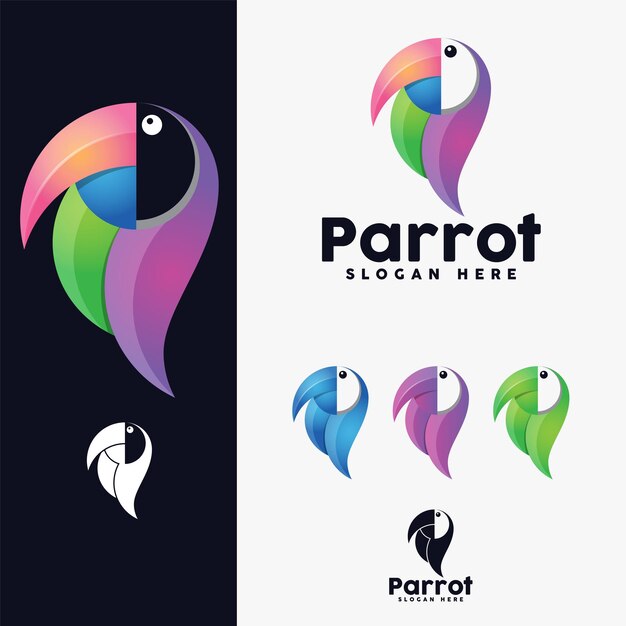 Vector parrot logo design template