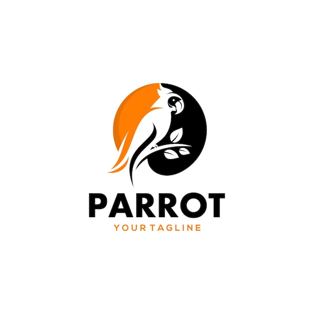 Векторный шаблон логотипа попугая
