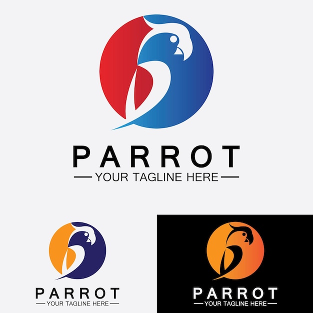 Modello di vettore di progettazione di logo di pappagallo
