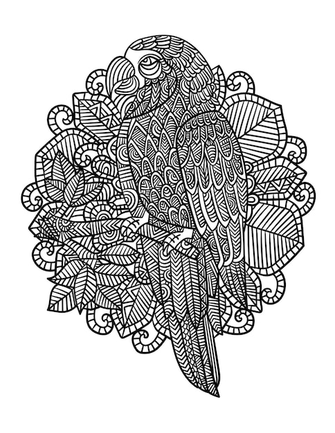 Parrot Mandala Coloring Pages for Adults