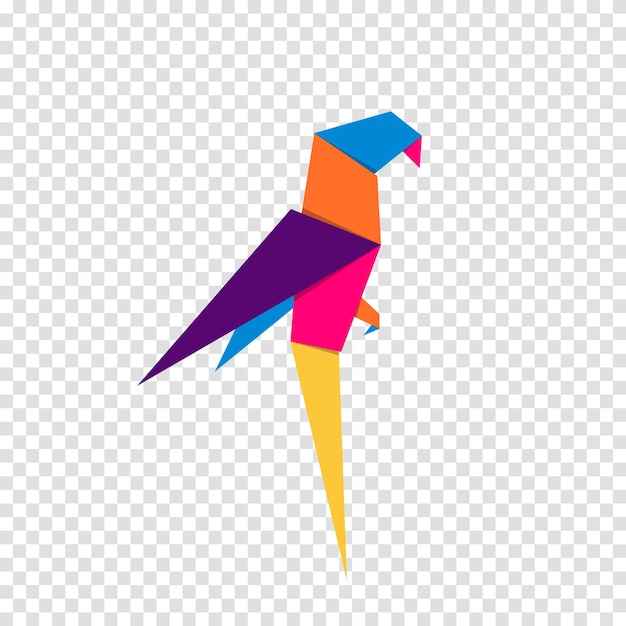 Parrot origami Abstract colorful vibrant parrot logo design Animal origami Vector illustration