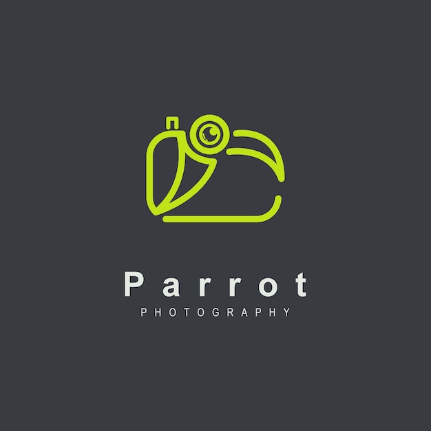 Parrot photography concept logo monoline style design