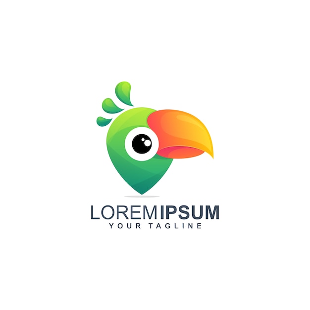 Parrot pin logo design illustration