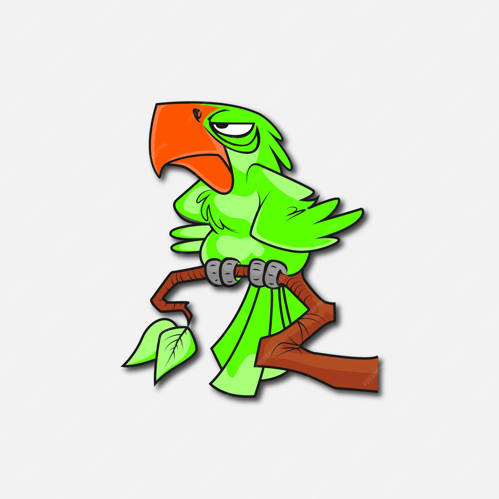 Premium Vector | Parrot sitting on branch mascot cartoon character illustration. Premium Vector | Parrot sitting on branch mascot cartoon character illustration.