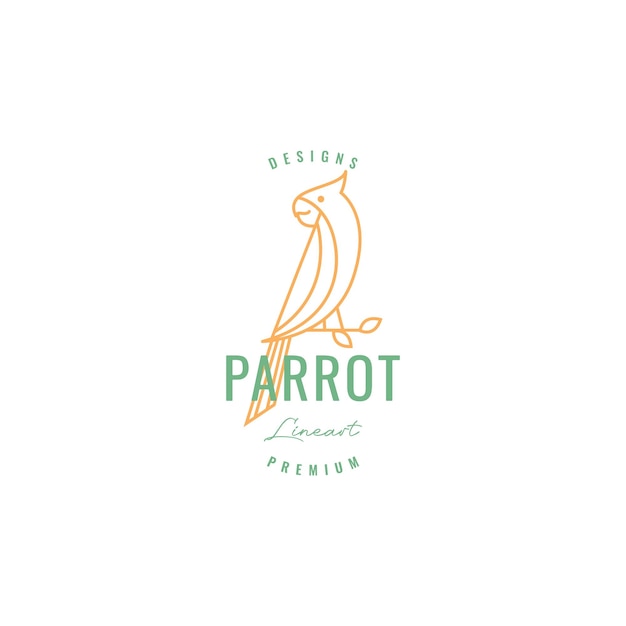 Parrot with branch logo design vector