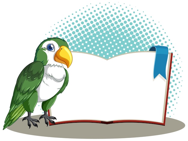 Vector parrot with open book illustration