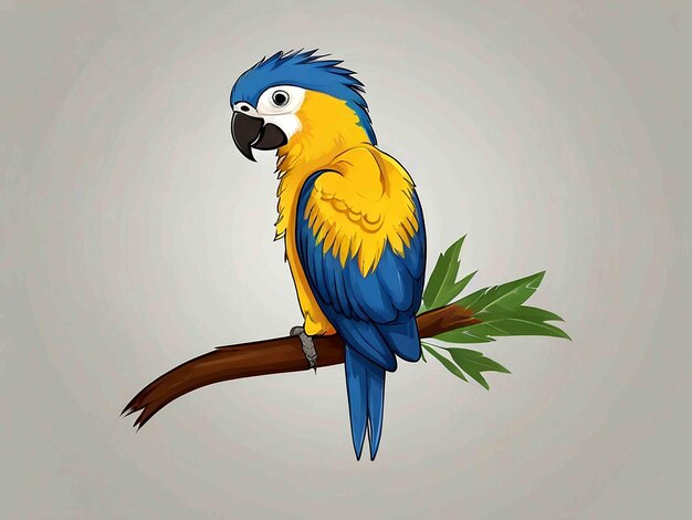 Parrot with yellow and blue feather vector