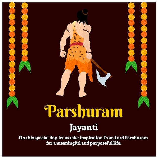 Parshuram Jayanti Lord Parasurama Indian Hindu Festival Celebration Vector Illustrations