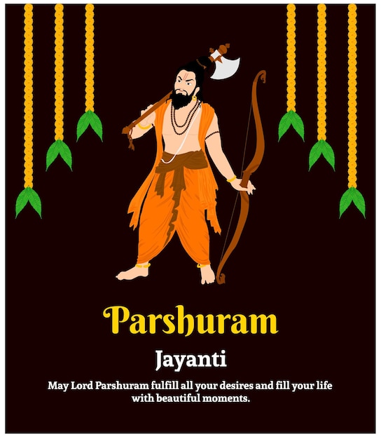 Parshuram jayanti lord parasurama indian hindu festival celebration illustrazioni vettoriali