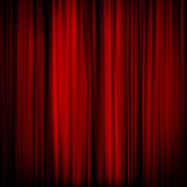 赤いカーテンの一部-暗い。