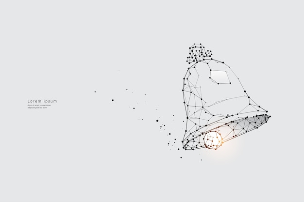 Arte delle particelle, geometria, linee e punti, concetto di ricordo.