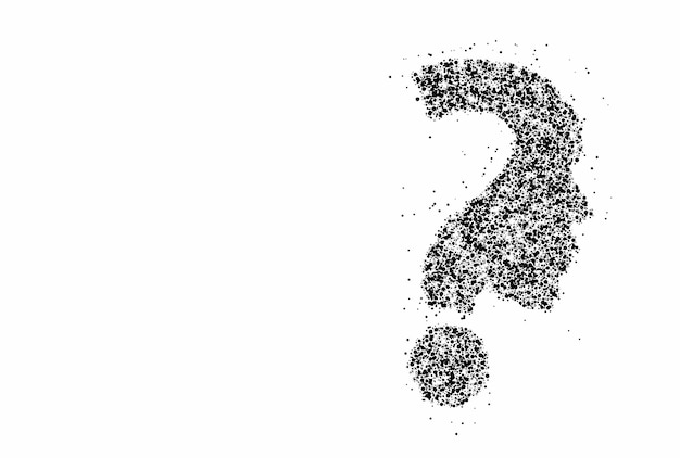 Particle question mark with human face icon vector design element.