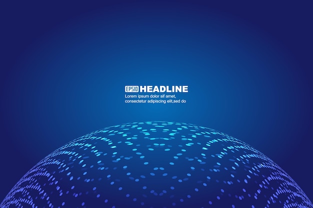 particle sphere vector technology background on blue background