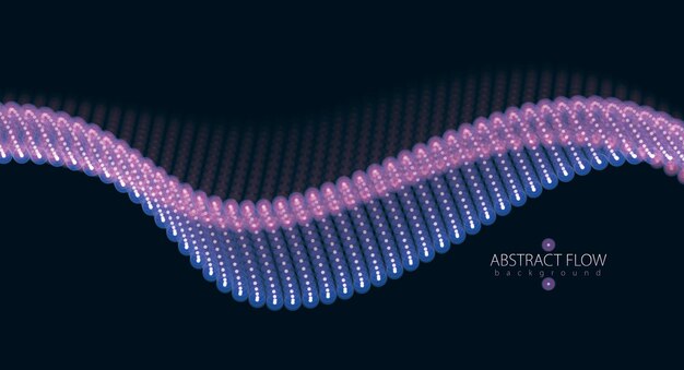 ベクトル 粒子は抽象的なデザインを流します。ぼやけた丸いライトのベクトル効果の図。輝くドットのメッシュ、美しいイラスト。