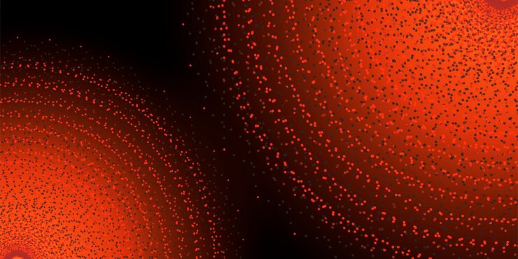 Vector particles flow geometric background. orange glittering shapes of lights. abstract concept. vector illustration.