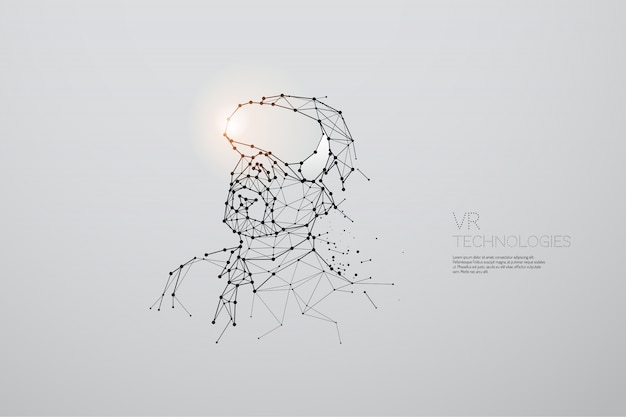 VR技術の粒子、幾何学、線、ドット