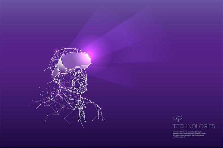 Vector the particles, geometric art, line and dot of vr technology