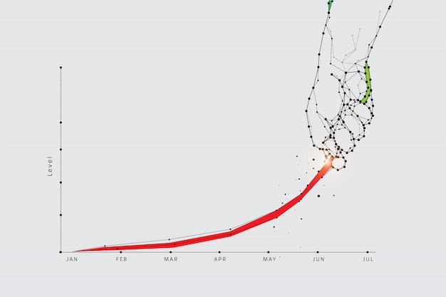 The particles, geometric art of pull up the graph