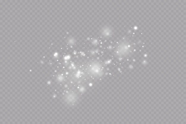 Particles of white magic dust. shining light particles.christmas glitter particles. light effect on