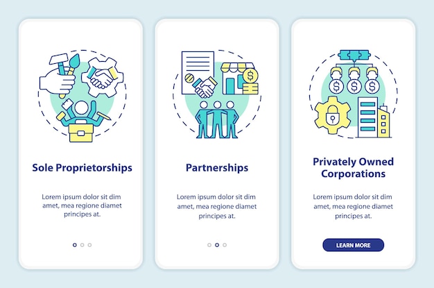 Particuliere kleine en middelgrote bedrijven onboarding mobiele app-scherm