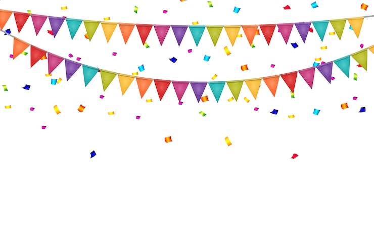 Vector partij achtergrond met vlaggen en confetti