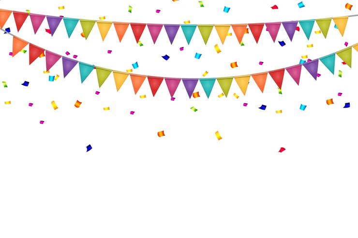 Partij achtergrond met vlaggen en confetti