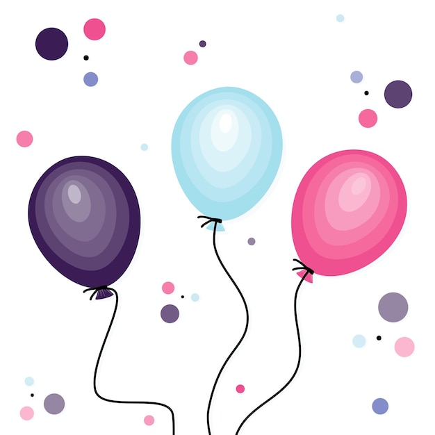 Partij ballonnen en confetti vector illustratie kaart afbeelding