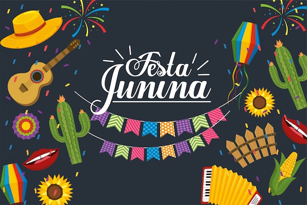 Partijbanner aan festa junina-viering