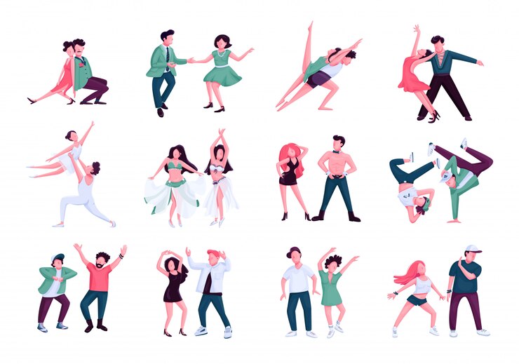 Vector partner dance characters set