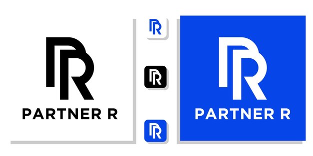 partner r combination symbol letter initial alphabet capital with app template