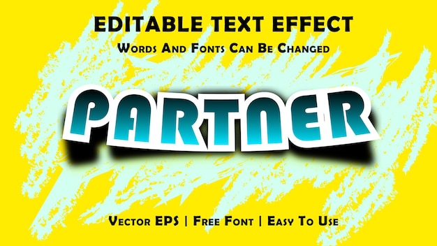 Vector partner text effect with editable font style