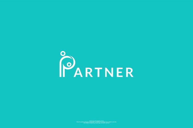 Partner typography logo with the letter p in the shape of a two person icon