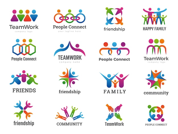 Partners-logo. verbinden van mensen teamwork vriendschap succesvolle familie unie recente vector zakelijke symbolen collectie. vriendschapsmensen, illustratie van de verbinding van het groepswerkpartnerschap