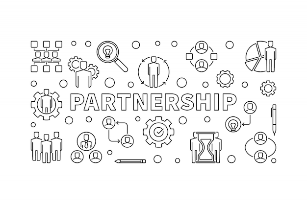 Partnership icons in thin line style