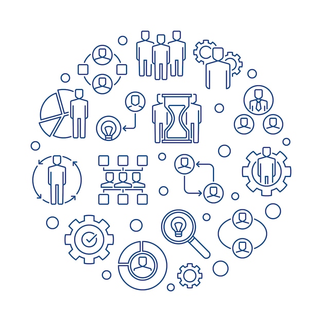 Partnership round business outline icon illustration