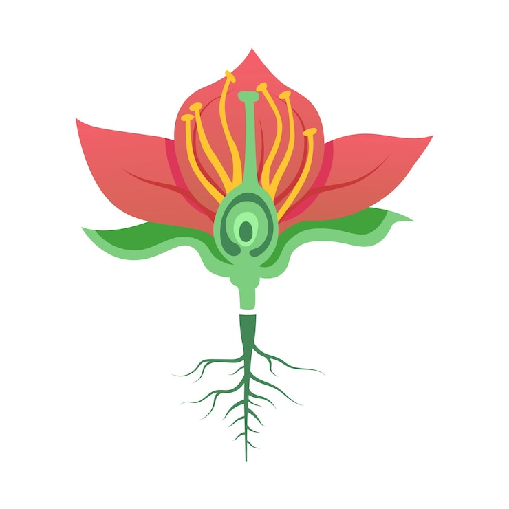 Vector parts of a flower education biology and botany science