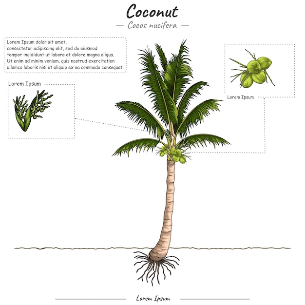 ベクトル ココナッツの木のテンプレートの部分