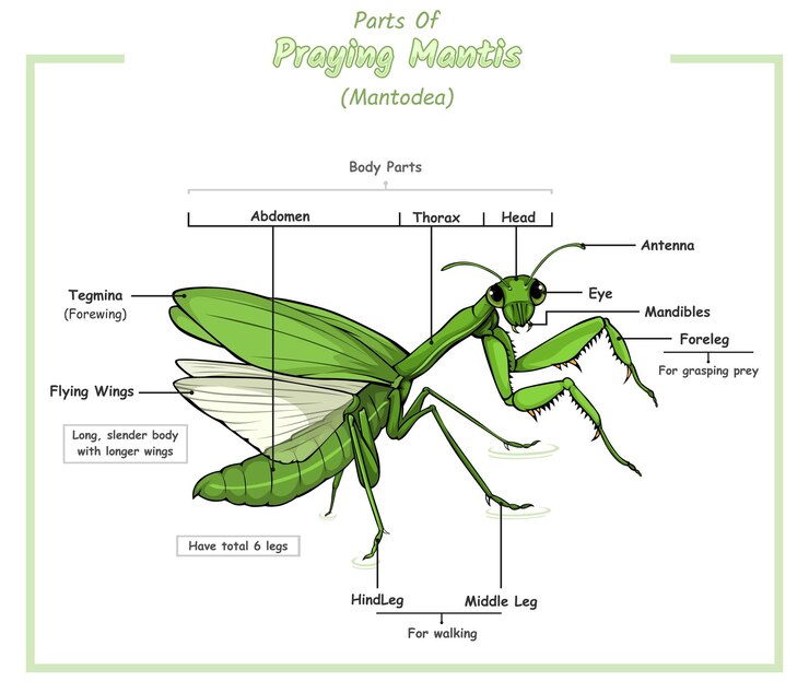 Vector parts of praying mantis